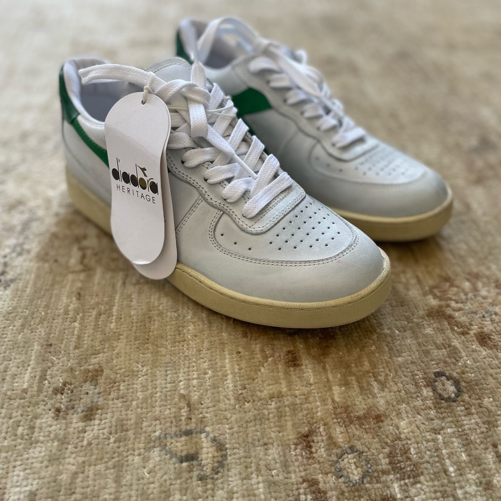 NWOB Diadora Heritage “ MI Basket Lo Used” in White and Verdant Green, Size 7 - Picture 9 of 14